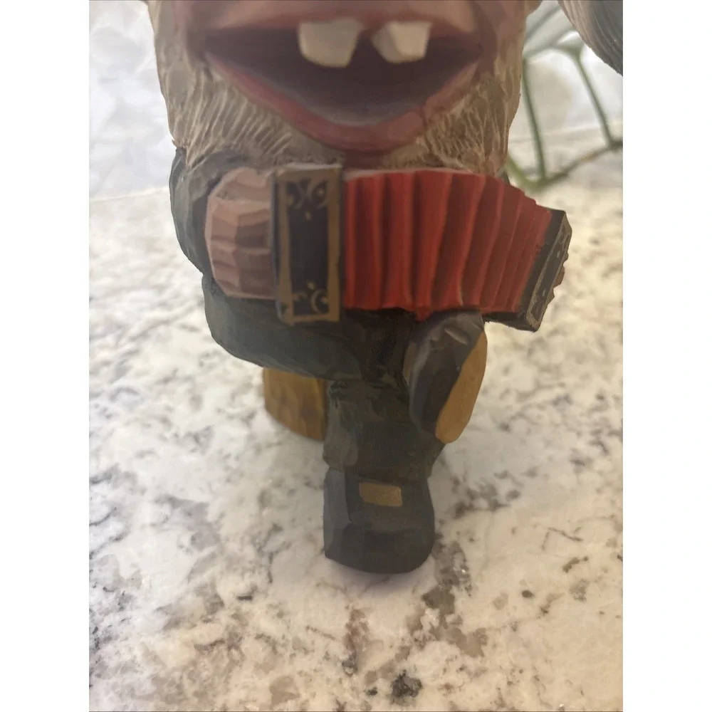 Vintage Henning Hand-Carved Troll Wooden Gnome Red Hat‎ 7.3/4